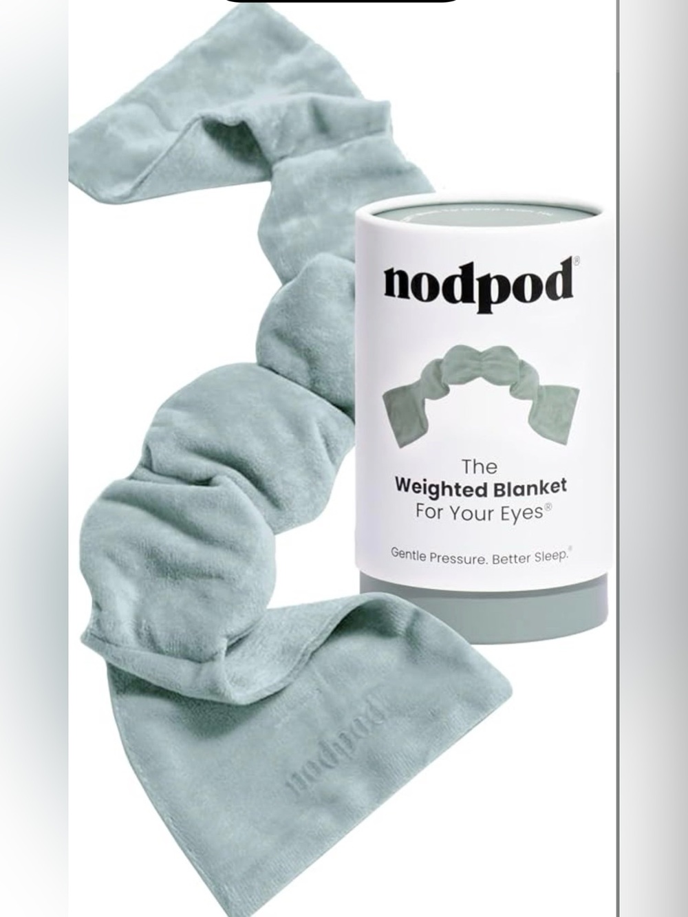 nodpod Patented Gentle Pressure Sleep Mask, Weighted Eye Mask sage cotton
